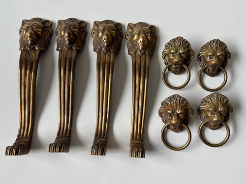 Antique brass lion head - antique,
