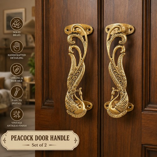 Vintage brass peacock door - brass,